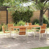 Garden Dining Set 7 pcs Solid Acacia Wood and Stainless Steel 3334811