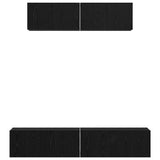 TV Cabinet Set Wall-mounted 4 pcs Black Oak Engineered Wood 3393361