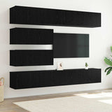 TV Cabinet Set 6 pcs Black Oak Engineered Wood 3332533