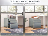 Lockable Cabinet, Rolling Filing Cabinet with 3 Drawers, Steel Office Drawer Unit for A4, Letter, T3398P344339