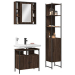 ZNTS 3 Piece Bathroom Cabinet Set Brown Oak Engineered Wood 3214739