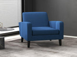 Linen-Look Boxy Armchair - Blue T3398P329957