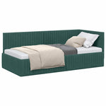 Corner Bed Frame with Headboard Dark green 90 x 190 cm Velvet 42016258