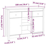 ZNTS Sideboard White 100x35x74,5 cm Solid Wood Pine 814550