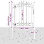Fence Gate with Spikes Grey 150 x 100 cm Powder-coated steel 42008989