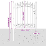 Fence Gate with Spikes Grey 150 x 100 cm Powder-coated steel 42008989