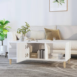 ZNTS Coffee Table High Gloss White 102x50x40 cm Engineered Wood 812696