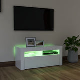 TV Cabinet with LED Lights High Gloss White 90x35x40 cm 804325