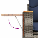 7 Piece Garden Sofa Set with Cushions Grey Poly Rattan Acacia 3328139