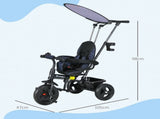 6 in 1 Tricycle for Kids with 5-point harness straps, Removable Canopy, Dark Blue T3398P348138