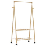 Clothes Rack with Shelves and Wheels 96x45.5x155.5 cm Bamboo 4008907