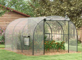 Polytunnel Greenhouse Walk-in Grow House with Plasric Cover, Door, Mesh Window and Steel Frame, 3 x T3398P318593
