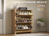 Slim Shoe Cabinet, Narrow Shoe Cupboard with 3 Drawers, Adjustable Shelves for 18 Pairs of Shoes, T3398P344843