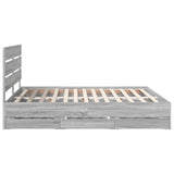 Bed Frame with Drawer Grey Sonoma 200 x 200 cm Engineer Wood 3411812