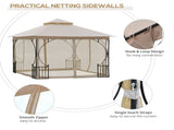 3 x 3 Garden Gazebo Patio Party Tent Shelter Outdoor Canopy Double Tier Sun Shade Metal Frame T3398P315401
