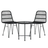 Garden Dining Set Black Steel, Polyethylene with a Rattan Look 3157832