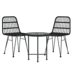 ZNTS 3 Piece Garden Dining Set Black Poly Rattan 3157832