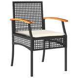 Garden Chairs with Cushions 4 pcs Black Poly Rattan Acacia Wood 366251