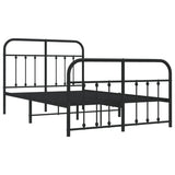 Bed Frame Black Powder-Coated Steel Double Bed Frame 352594
