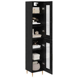 Highboard 2 pcs Black Oak Glass 3416198