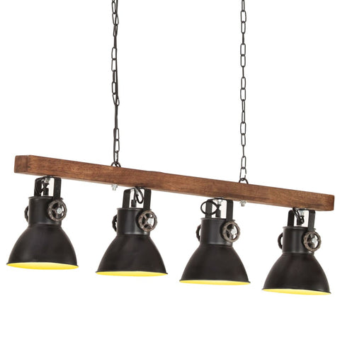 ZNTS Industrial Ceiling Lamp Black E27 Mango Wood 320523