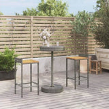 3 Piece Garden Bar Set Grey Poly Rattan&Solid Wood Acacia 3187715