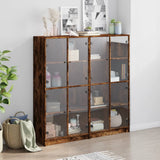 Bookcase with Doors Smoked Oak 136x37x142 cm Engineered Wood 3206521