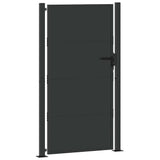 Garden Gate with Lock Black 110 x 205 cm Powder-Coated Steel 42015913