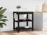 Kitchen Trolley MONZA Black 60 x 40 x 88.5 cm Solid Pine Wood 42027035