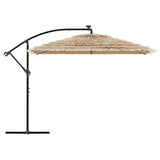 Garden Parasol with with LEDs and Steel Pole Brown 290x290x238 cm 4005088
