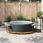 ZNTS Hot Tub Surround with Storage and Wooden Step Grey Poly Rattan 365611