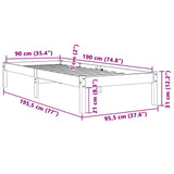 Bed Frame without Mattress Wax Brown 90x190 cm Single Solid Wood Pine 844836