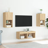 4 Piece TV Wall Cabinets with LED Lights Sonoma Oak 3216571