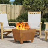Fire Pit Brown 50 x 50 x 38 cm Weathering Steel 858943