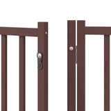 Dog Gate with Door Foldable 12 Panels Brown 600 cm Poplar Wood 3155719