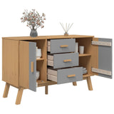 Sideboard OLDEN Grey and Brown 114x43x73.5cm Solid Wood Pine 358598