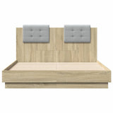 Bed Frame with LED without Mattress Sonoma Oak 140x190 cm 3210040