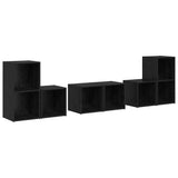 TV Cabinet Set Wall-mounted 6 pcs Black Oak Engineered Wood 3393163