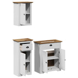 3 Piece Bathroom Furniture Set BODO White and Brown Solid Wood Pine 3307648