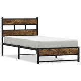 Metal Bed Frame without Mattress Smoked Oak 90x190 cm Single 4017210