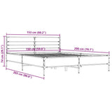 Bed Frame without Mattress Grey Sonoma 150x200 cm King Size 3280050