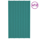 Roof Panel 12 pcs Green 80 x 45 cm Galvanised steel 42047109