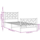 Metal Bed Frame without Mattress with Footboard Black 90x200cm 374448