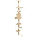 Cat Tree with Sisal Scratching Posts Wall Mounted 194 cm Beige 170588