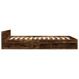Bed Frame with Drawers without Mattress Smoked Oak 140x190 cm 3280766