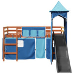 Kids' Loft Bed with Tower Blue 80x200 cm Solid Wood Pine 3309126