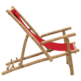 Deck Chair Red Bamboo, Canvas Standard Foldable 318597