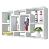 ZNTS Floating Wall Display Shelf 8 Compartments White 242548