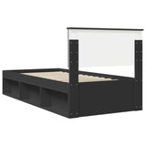 Bed Frame with Headboard Black 90 x 190 cm Solid Pine Wood 3410655