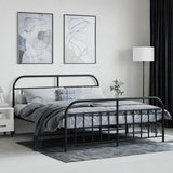 Bed Frame Black Powder-Coated Steel 160 x 200 cm Bed Frame 353656